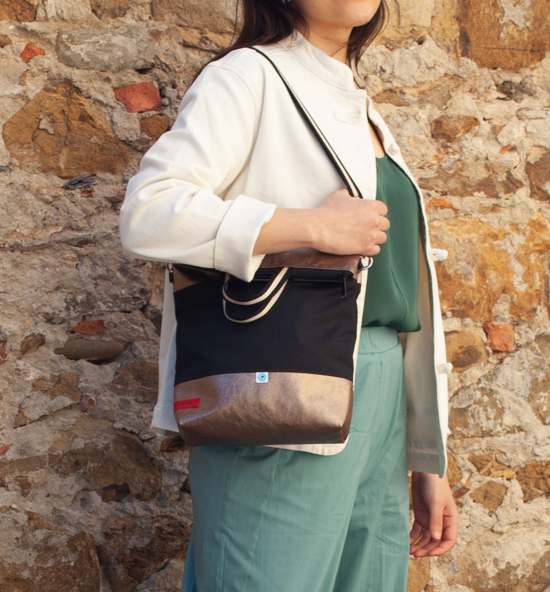 EASY BAG SIENA bronzo lamé | nero