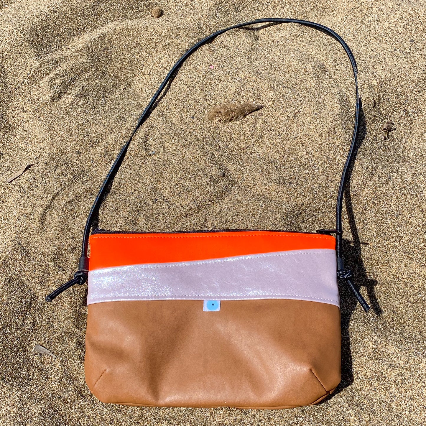 MINI PIANOSA BAG cuoio/glicine lamé/arancio fluo