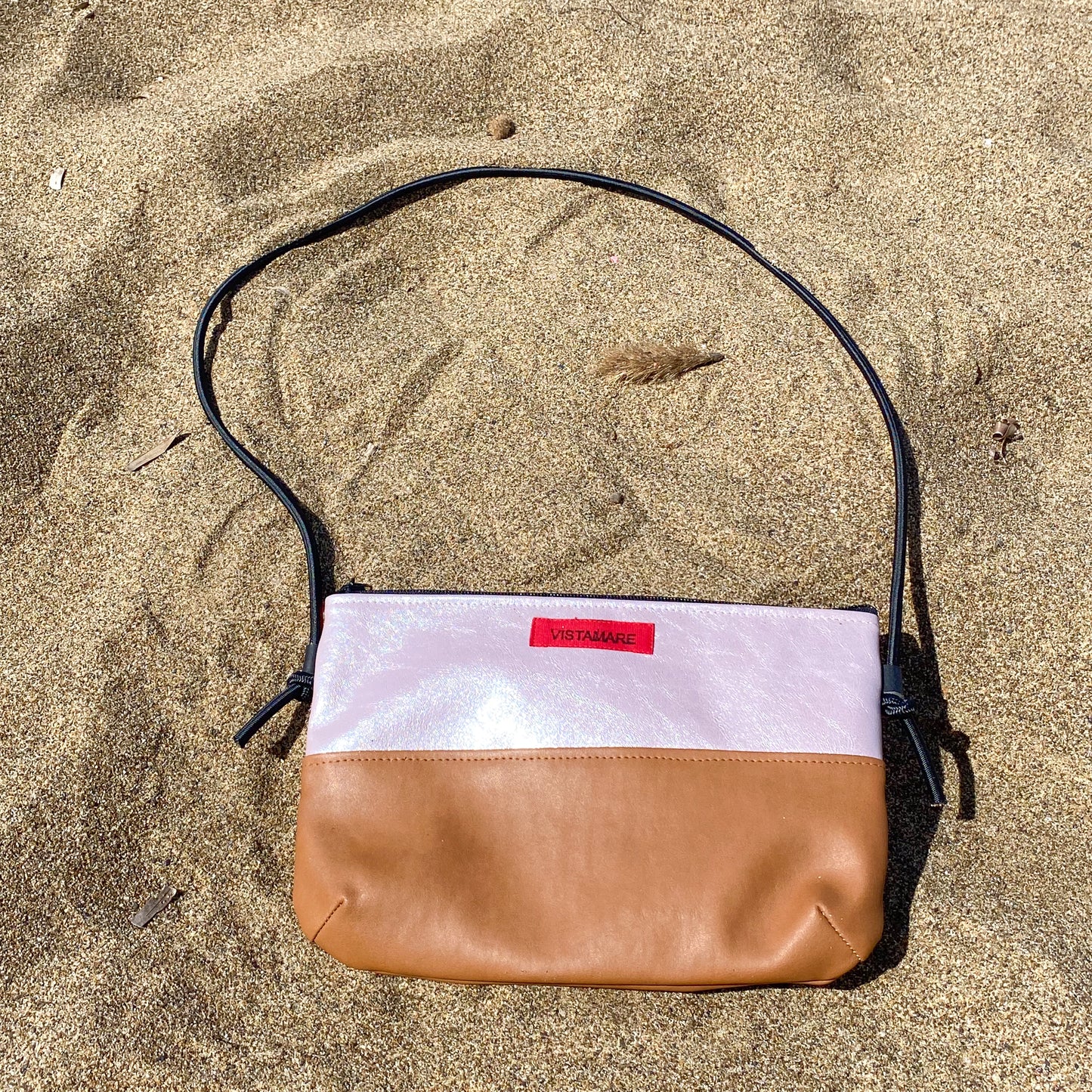 MINI PIANOSA BAG cuoio/glicine lamé/arancio fluo