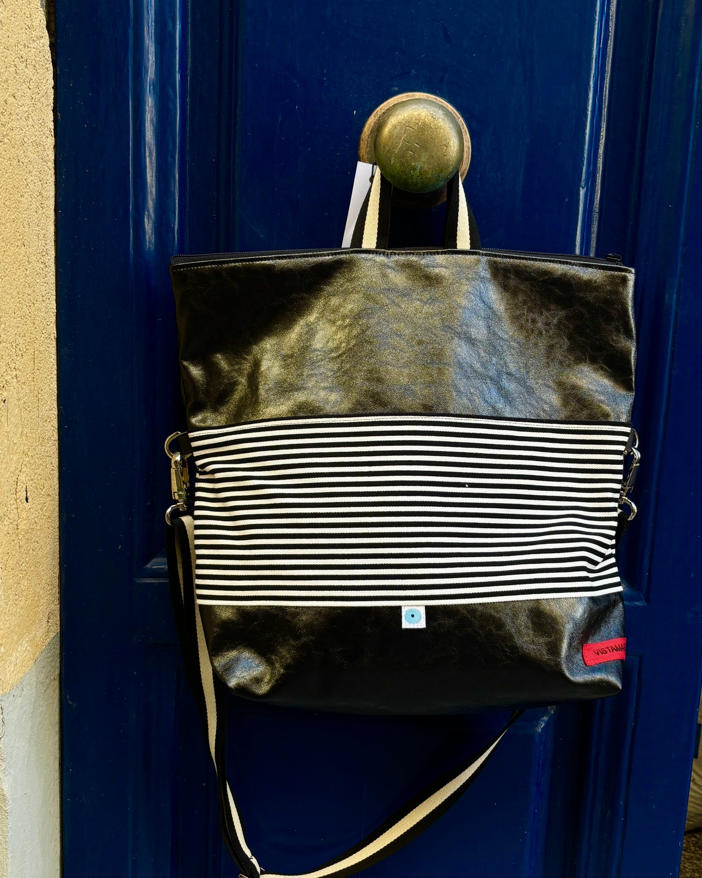 ROMA CONVERTIBLE BAG sparkly black/stripes