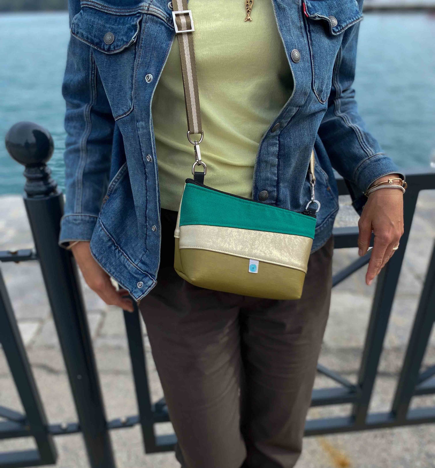 MINI ELBA BAG olive I oro lamè I smeraldo