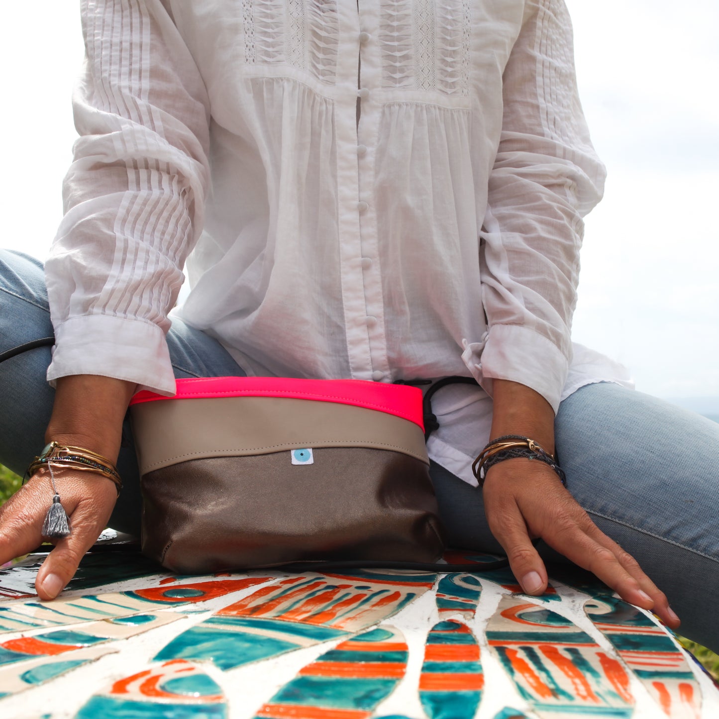 MINI PIANOSA BAG bronzo lamé I champagne I fucsia