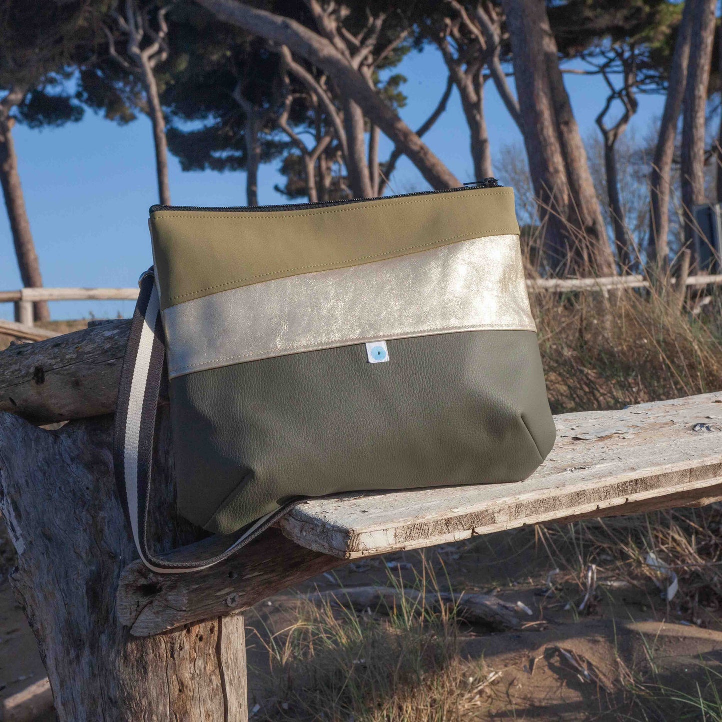 PIANOSA BIG verde bosco I oro lamé I salvia