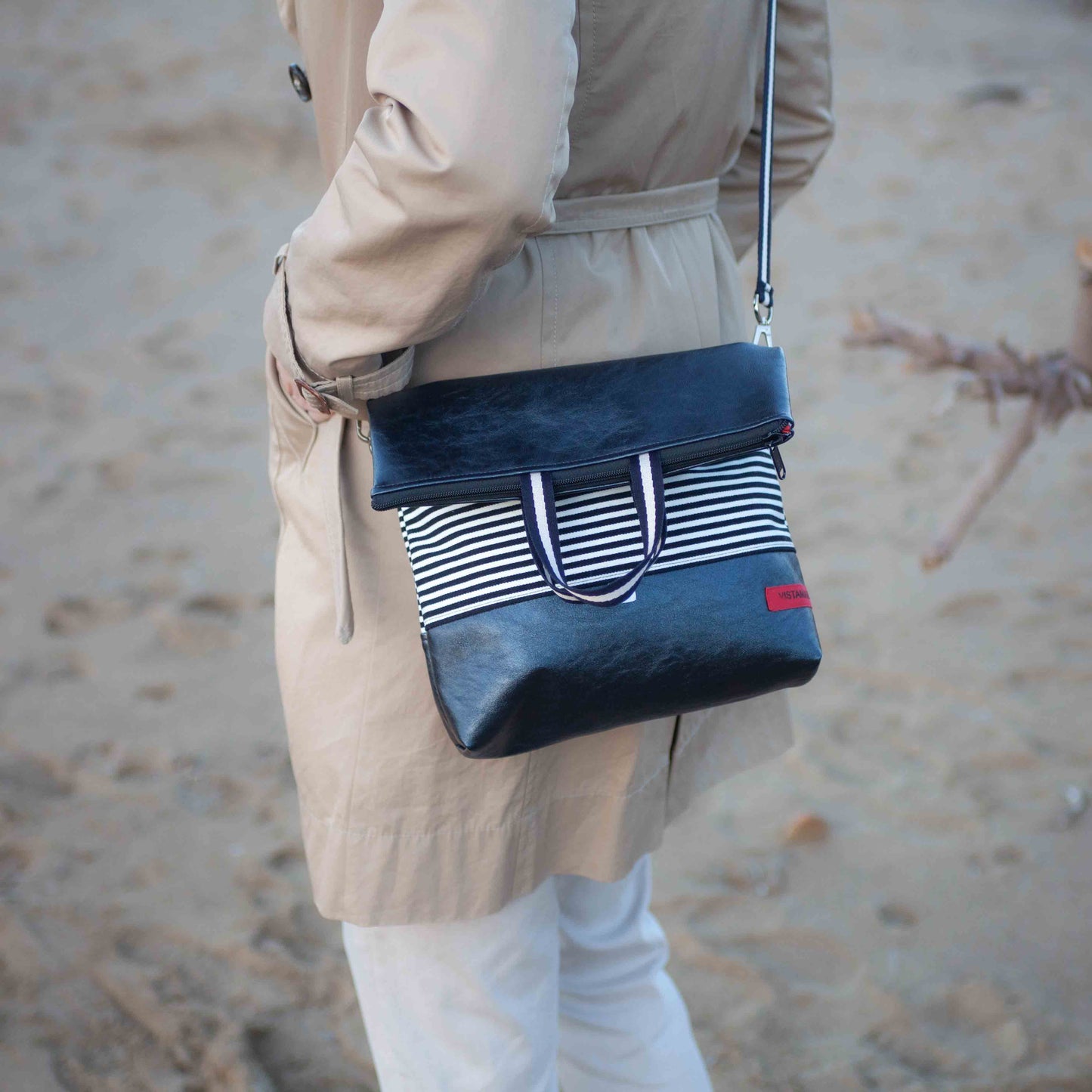 EASY BAG SIENA pirite blu | riga bianco e nero