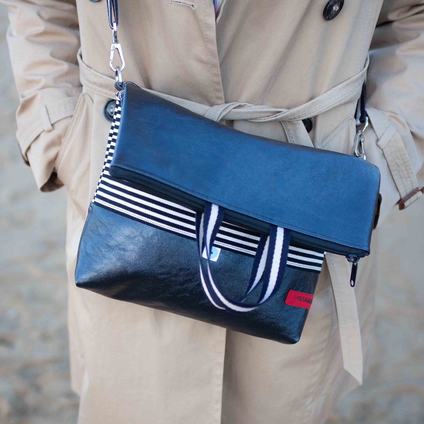 EASY BAG SIENA pirite blu | riga bianco e nero