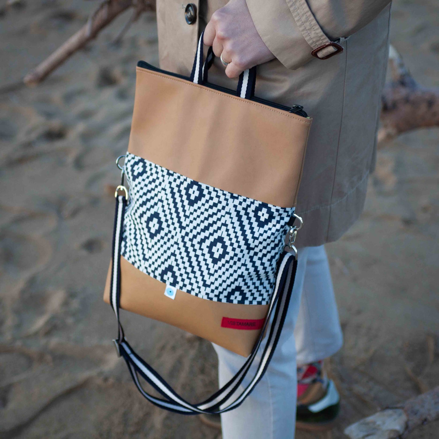 EASY BAG SIENA biscotto | fantasia crema blu