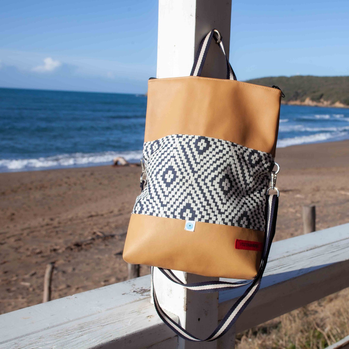 EASY BAG SIENA biscotto | fantasia crema blu