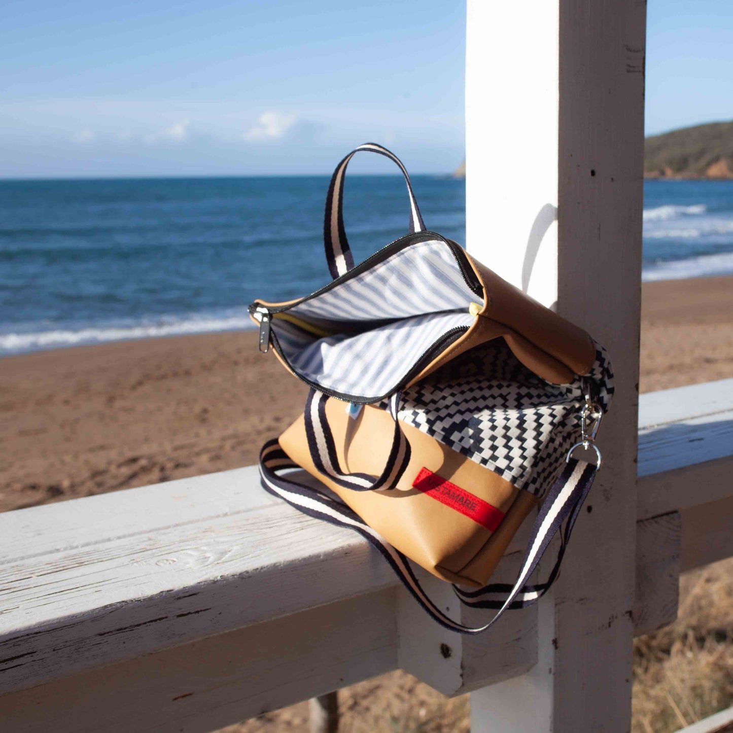 EASY BAG SIENA biscotto | fantasia crema blu