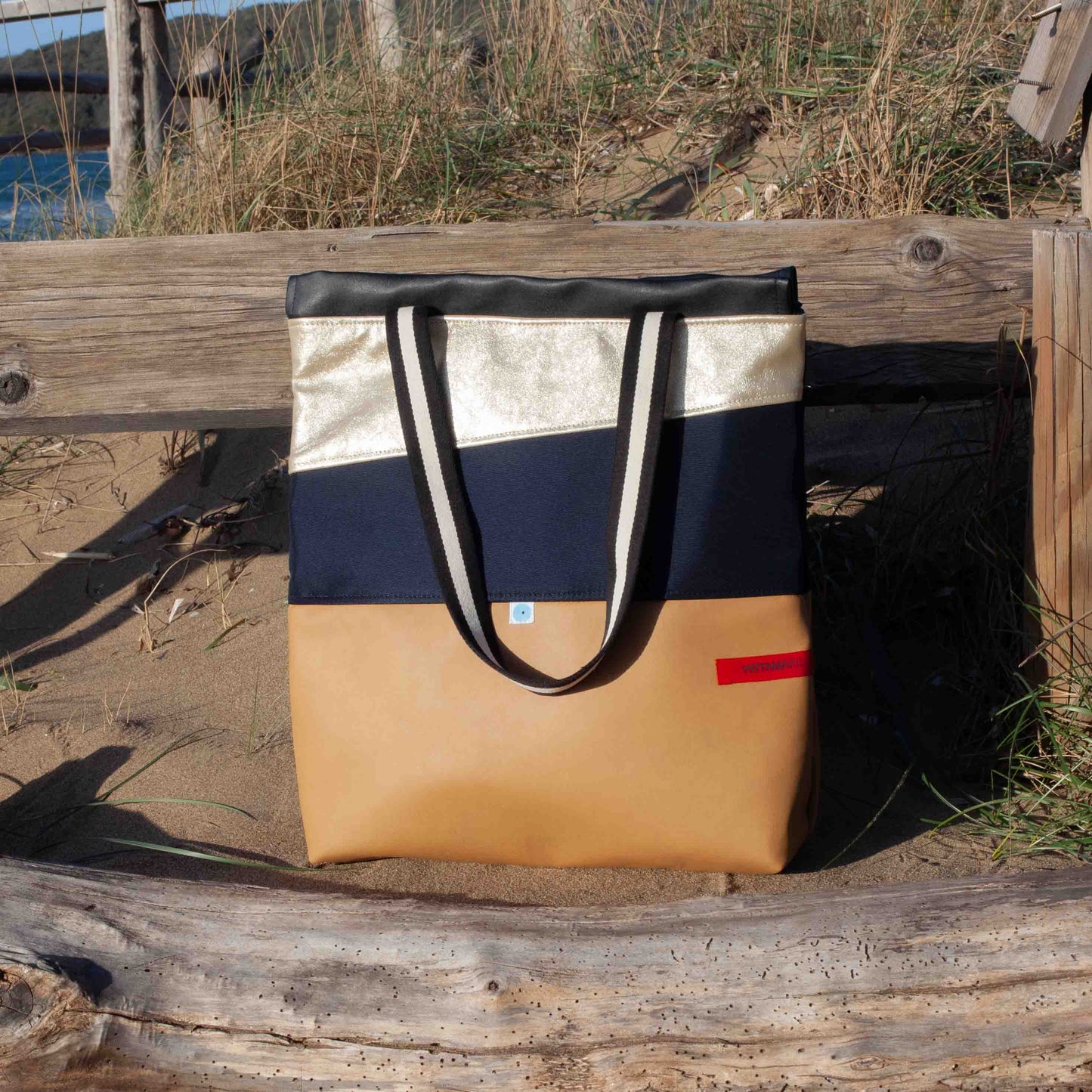 ZAINO MILANO biscotto I navy I oro lamé