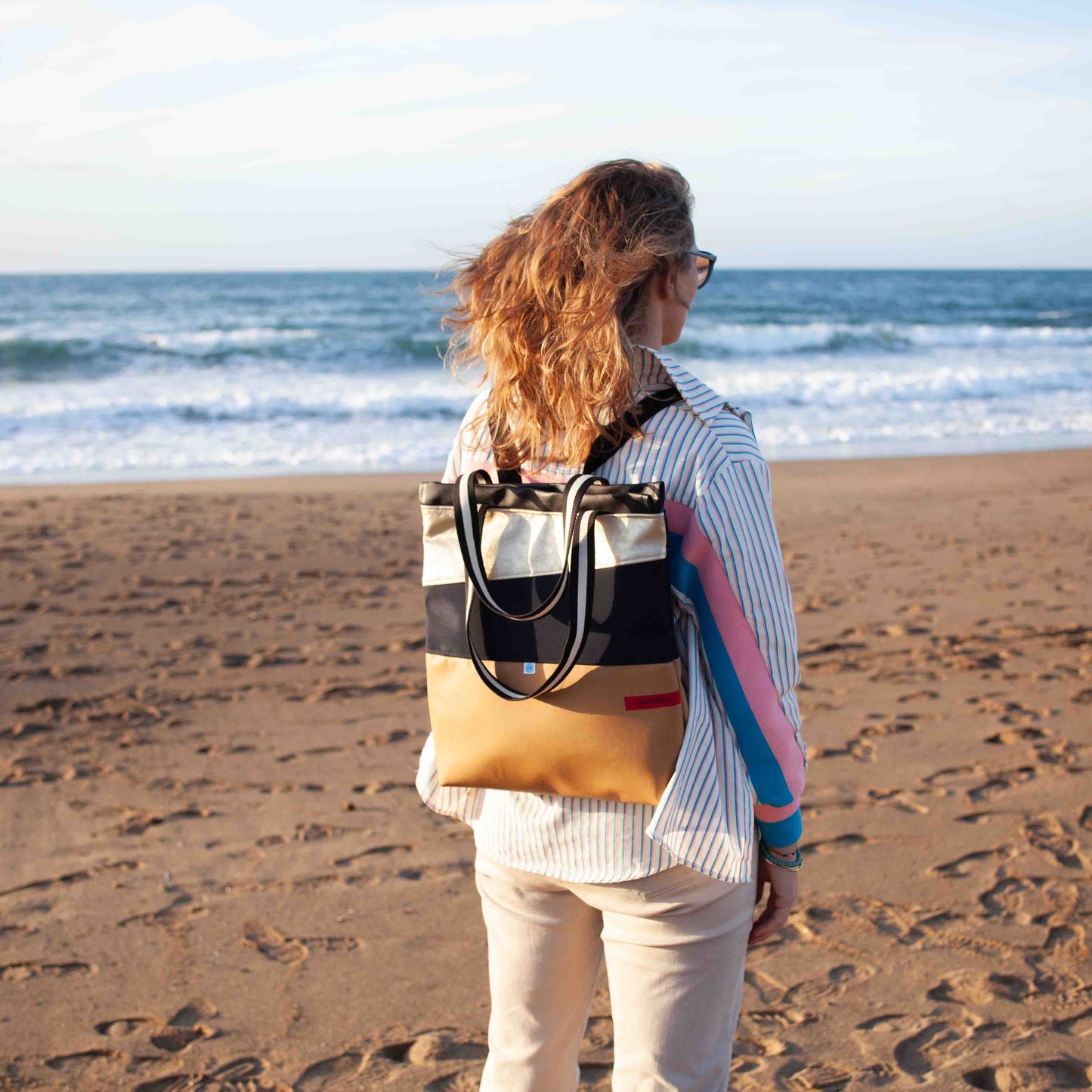 ZAINO MILANO biscotto I navy I oro lamé