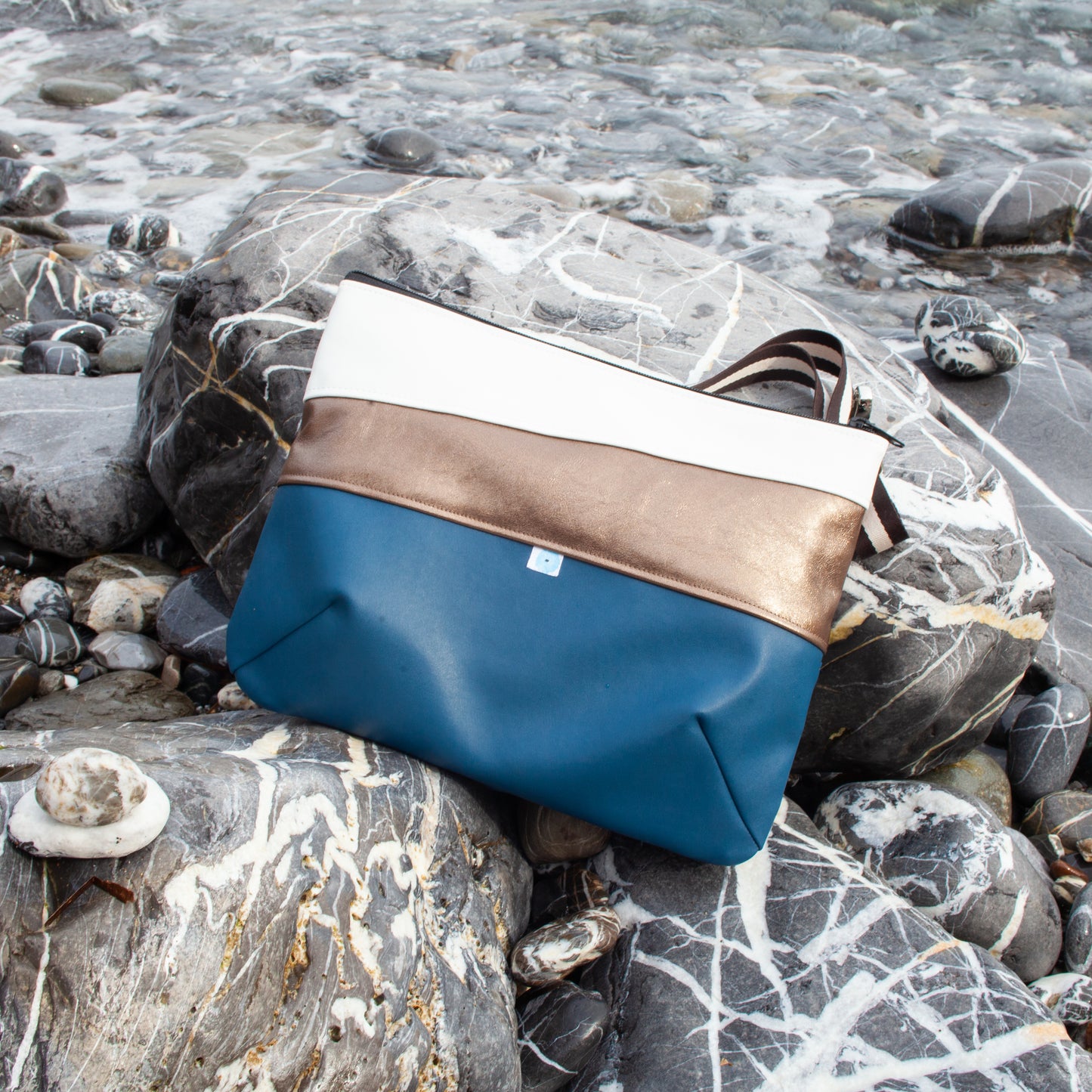 PIANOSA BIG blu/bronzo lamé/ bianco