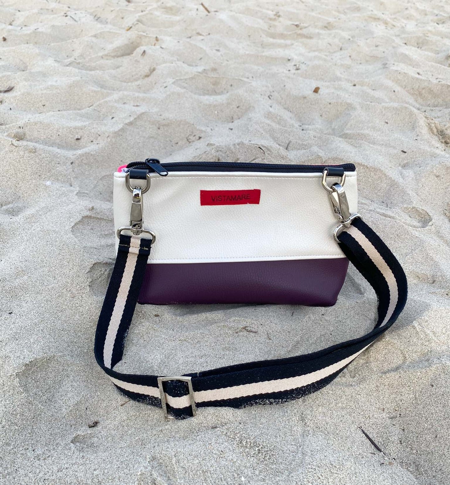 MINI ELBA BAG prugna I bianco perlato I fucsia
