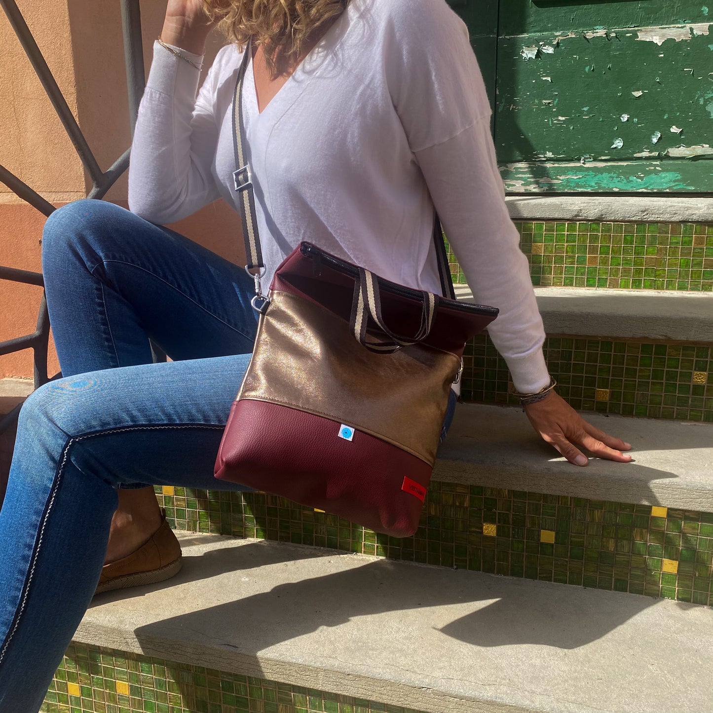 EASY BAG SIENA bordò I bronzo lamé