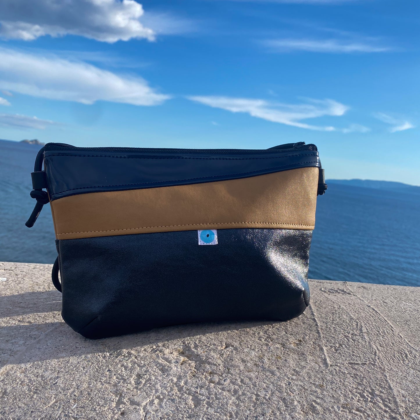 MINI PIANOSA BAG blu notte laméI biscotto I zaffiro laccato