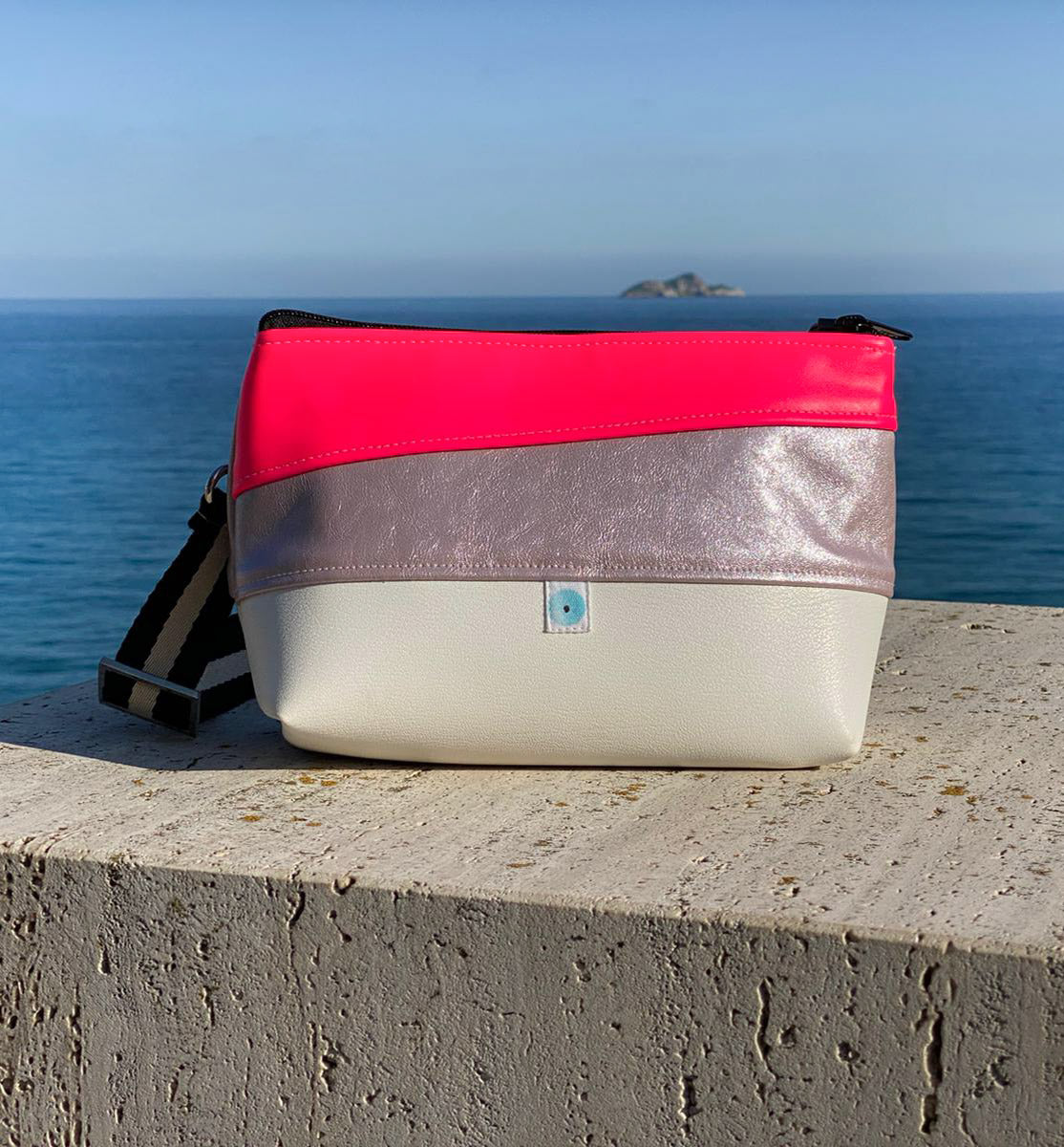 MINI ELBA BAG bianco I glicine lamè I fucsia