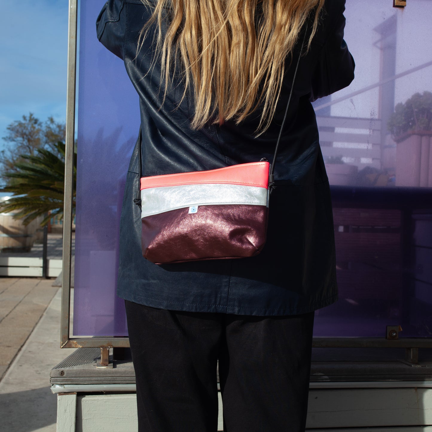 MINI PIANOSA BAGUETTE burgundy/moon silver/fuchsia