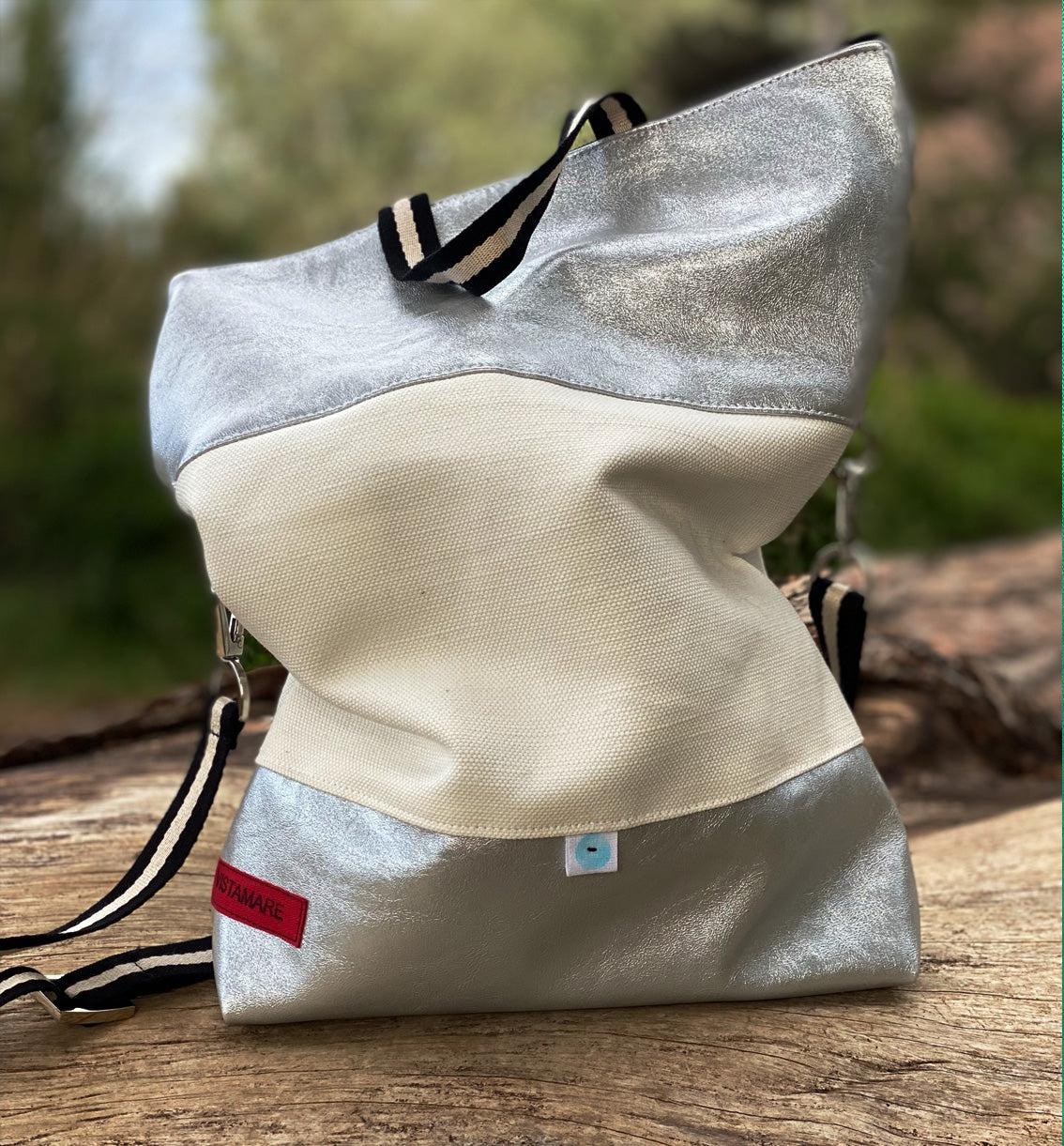 EASY BAG SIENA argento lamé | bianco ottico