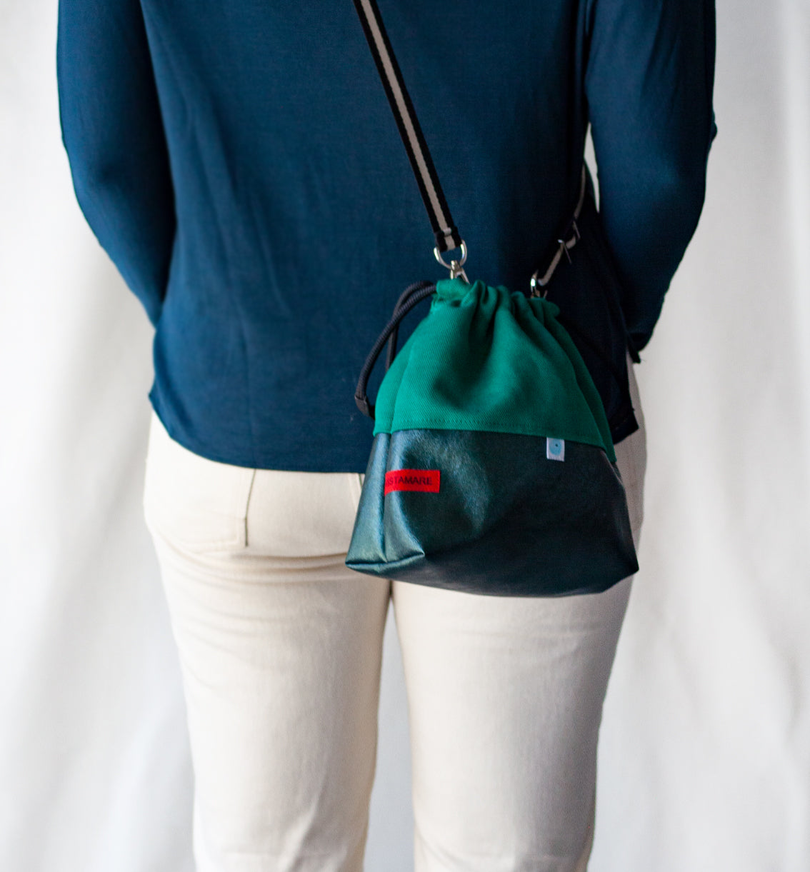 SACCA CAPRAIA petrolio lamé | smeraldo