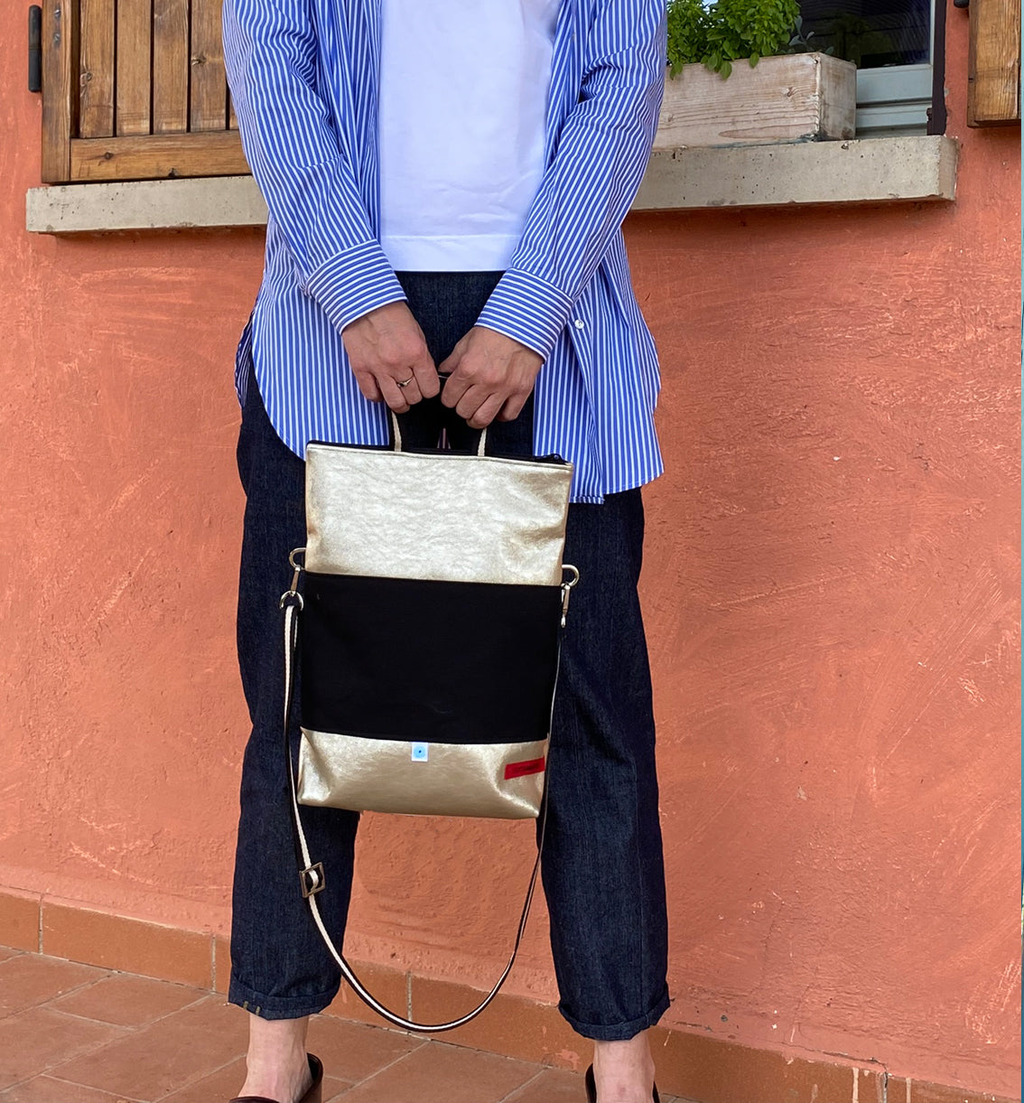 EASY BAG SIENA oro lamé | nero