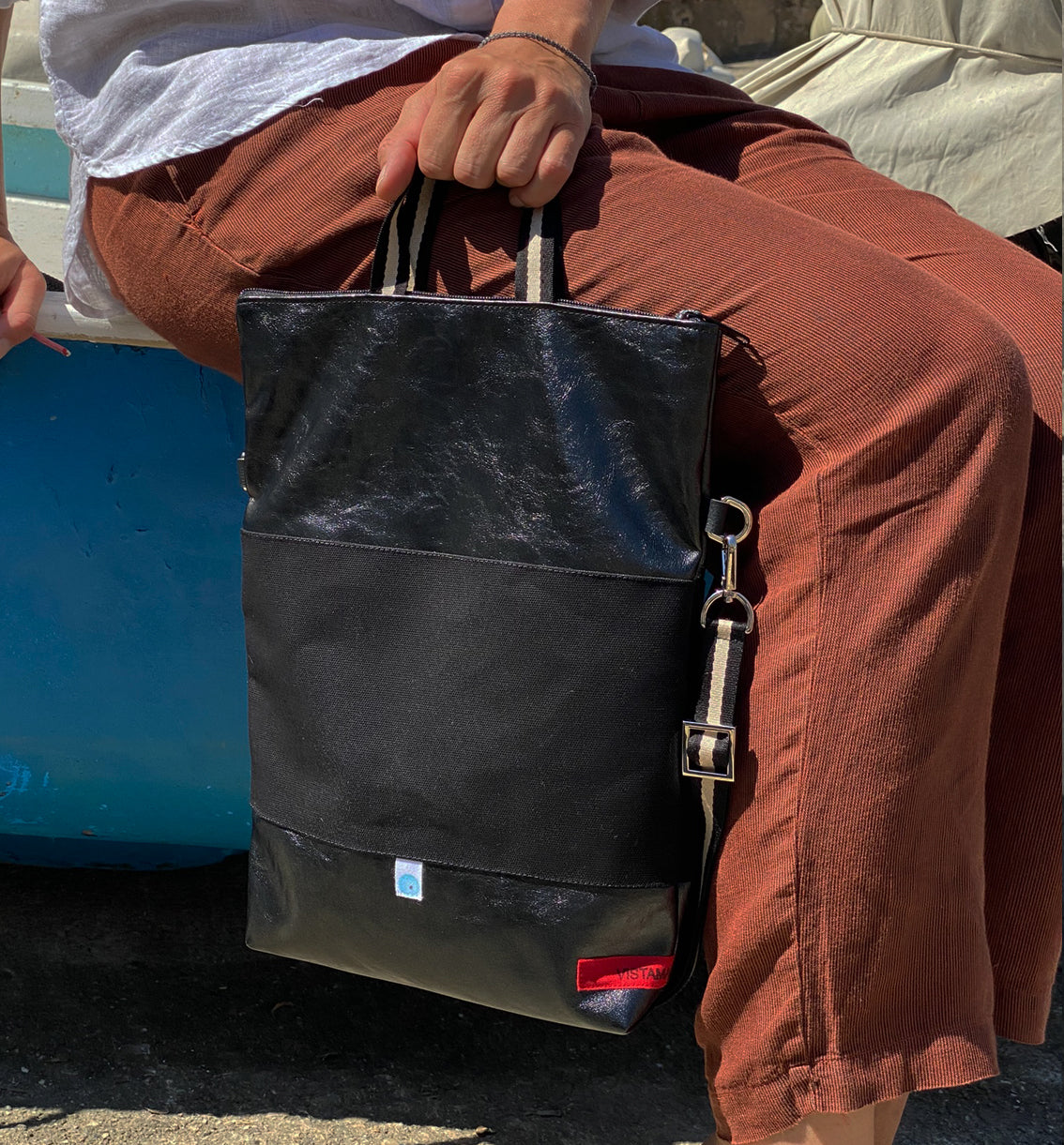 EASY BAG SIENA carbonio lamé | nero