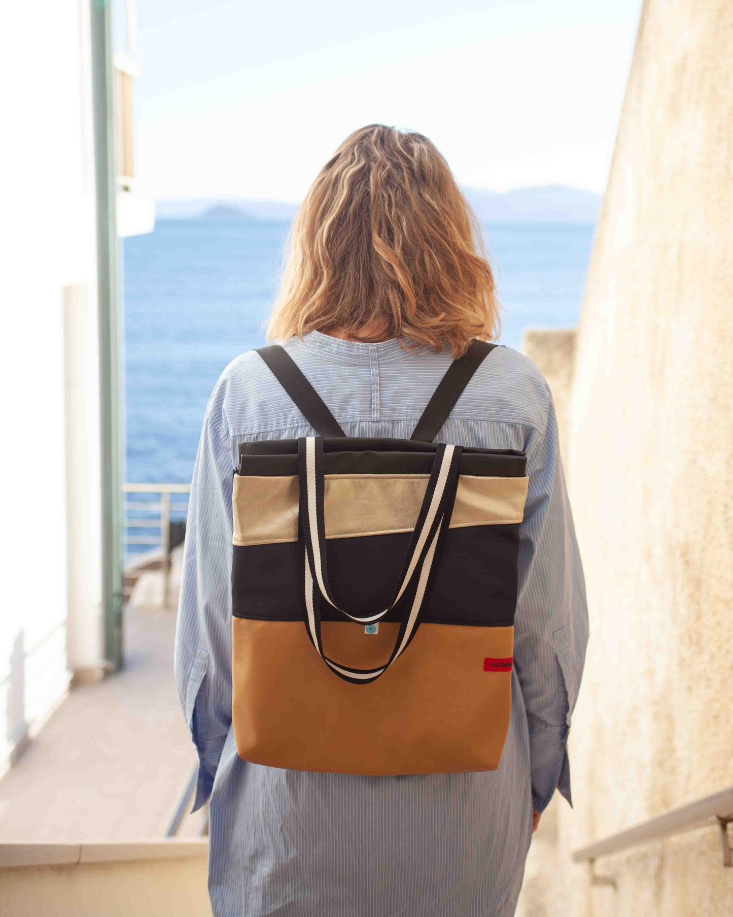 ZAINO MILANO biscotto I navy I oro lamé