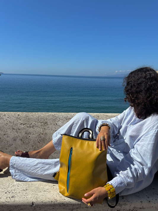Rucksack TETI Senf I blau