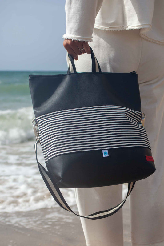 ROMA CONVERTIBLE BAG black/stripes