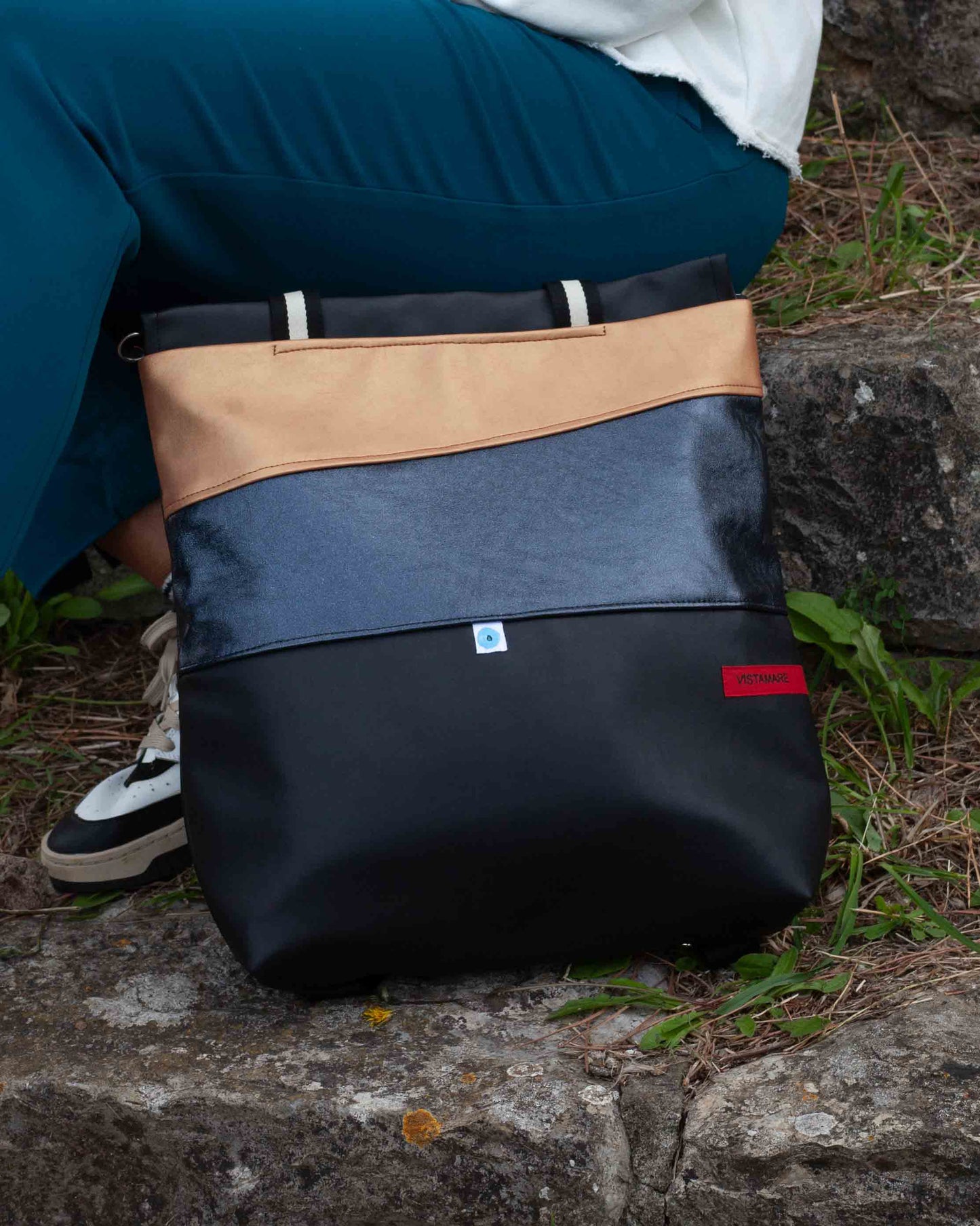 ZAINO MILANO nero I blu notte lamè I oro cipria