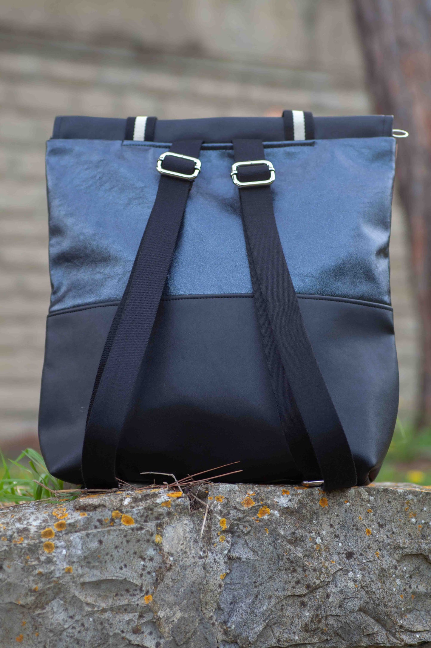 ZAINO MILANO nero I blu notte lamè I oro cipria