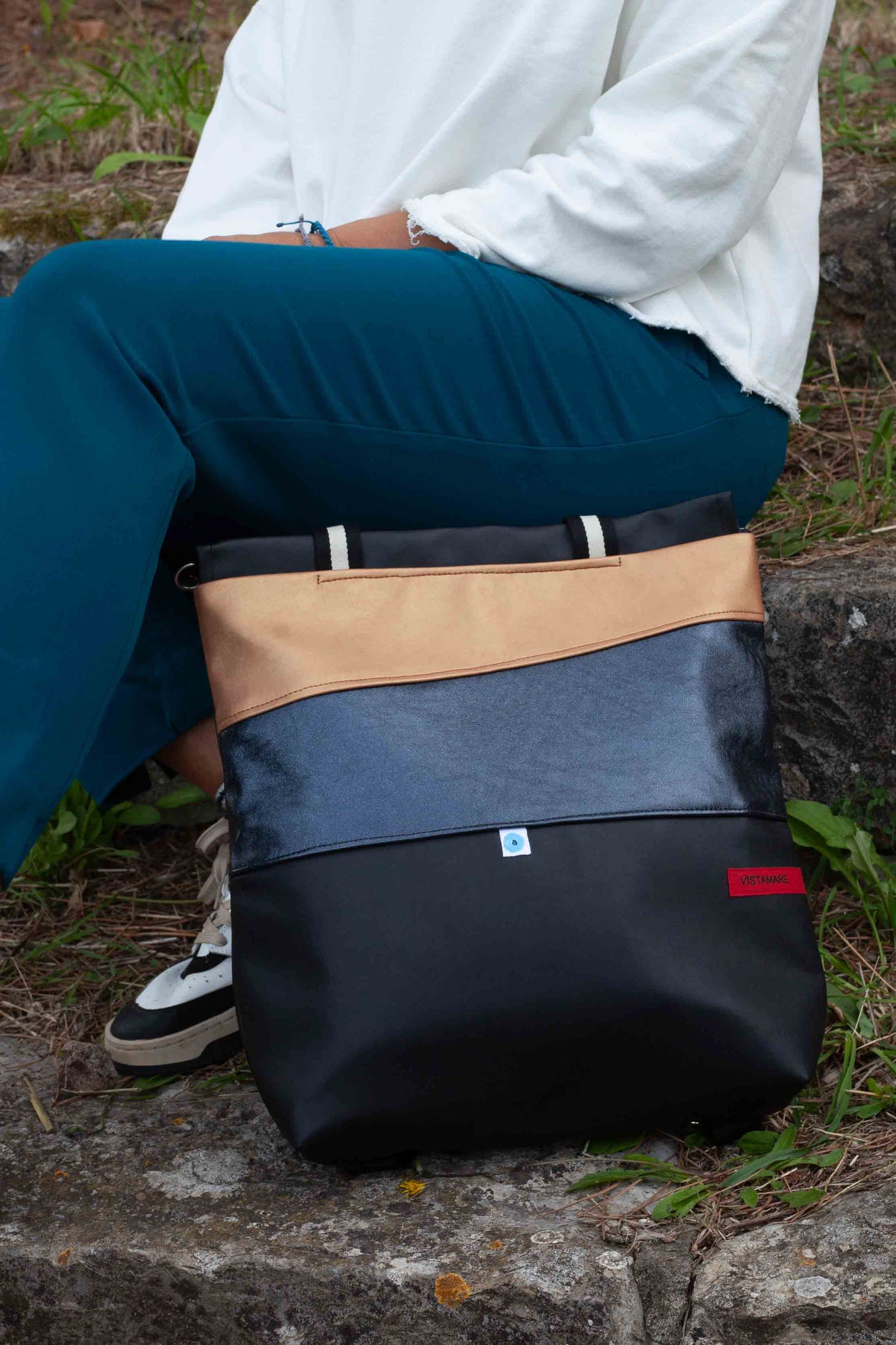 ZAINO MILANO nero I blu notte lamè I oro cipria