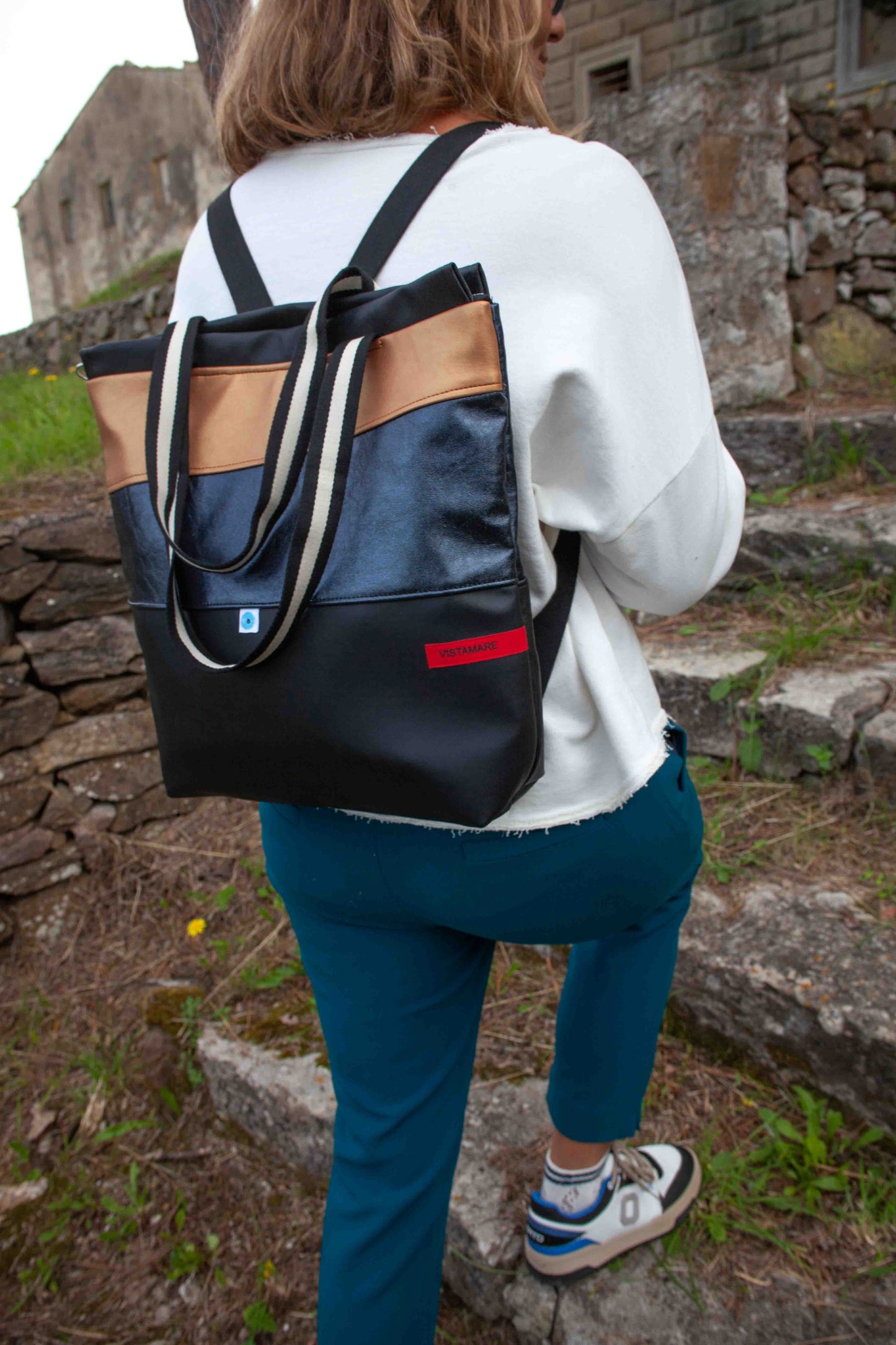 ZAINO MILANO nero I blu notte lamè I oro cipria