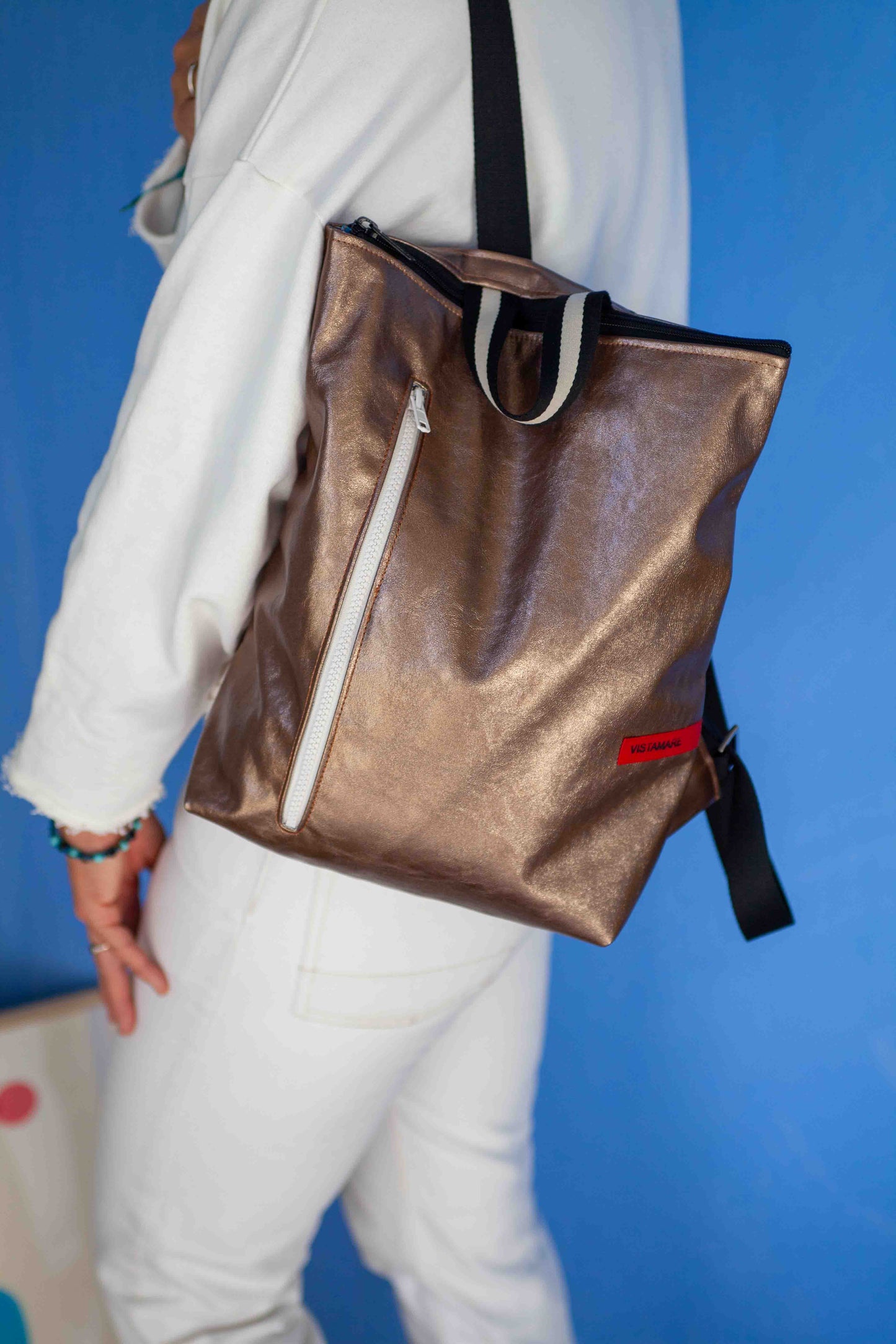 ZAINO TETI bronzo lamè I crema