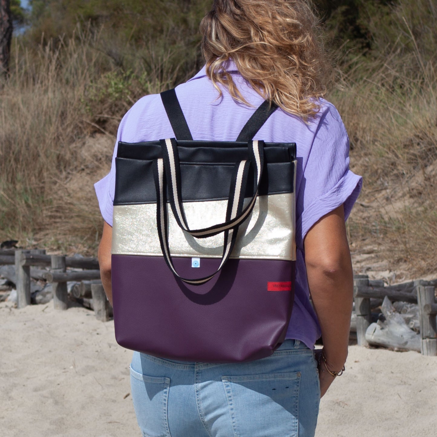 ZAINO MILANO prugna I oro I nero